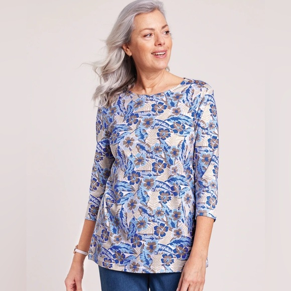 Women’s Blair size Large Floral ‎ Long sleeve Pullover Blouse Top Spring - Picture 1 of 10